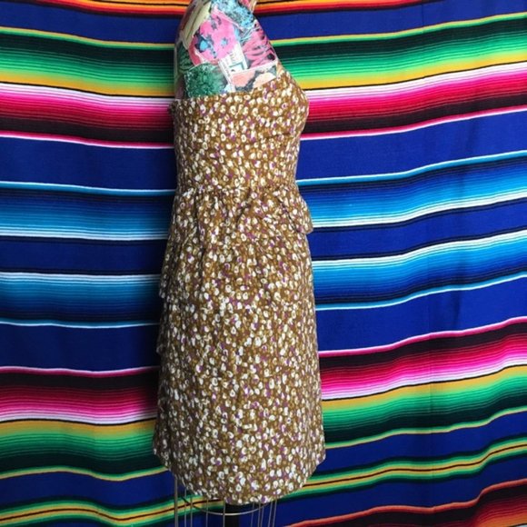 J Crew Tiered Ruffle Strapless Dress Peplum Floral - Picture 3 of 7